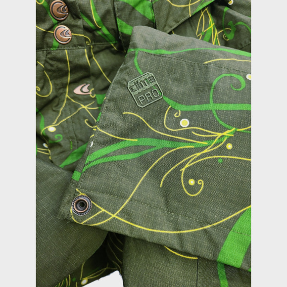 Salomon Snowlicious Women's Green Printed Cargo Clima Pro Snow Pants Size Small - Picture 10 of 13